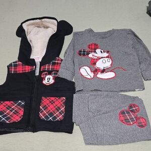 Disney Black and Gray Mickey Mouse Hoodie Set